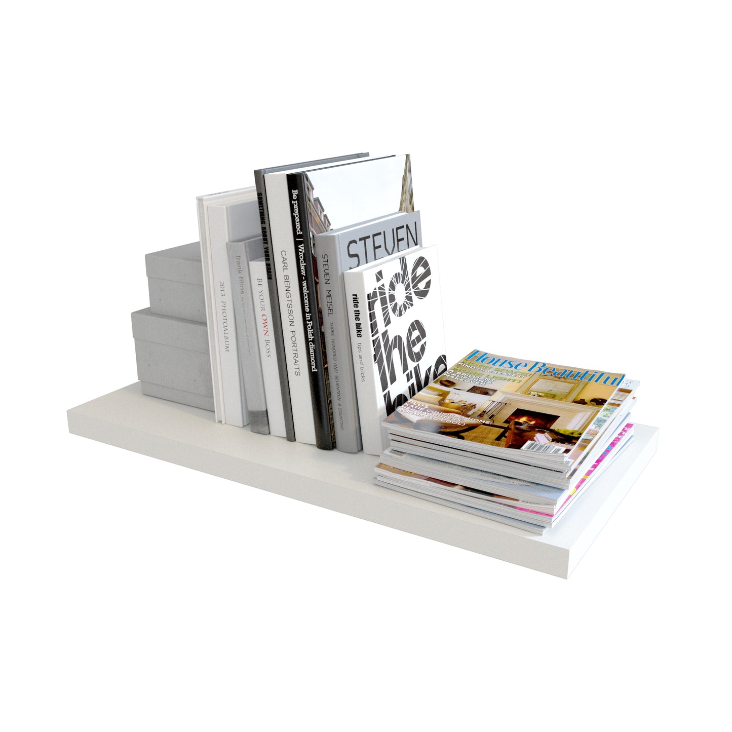 Balda pared Blanca 30-100 x 15/20/25 x 2,5 cm con herraje oculto. - Henor Mobiliario