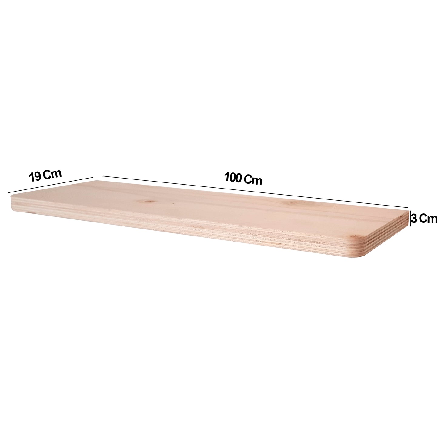 Balda pared Multicapa CH 30-100 x 19 x 3 cm con esquinas redondeadas y herraje oculto. - Henor Mobiliario