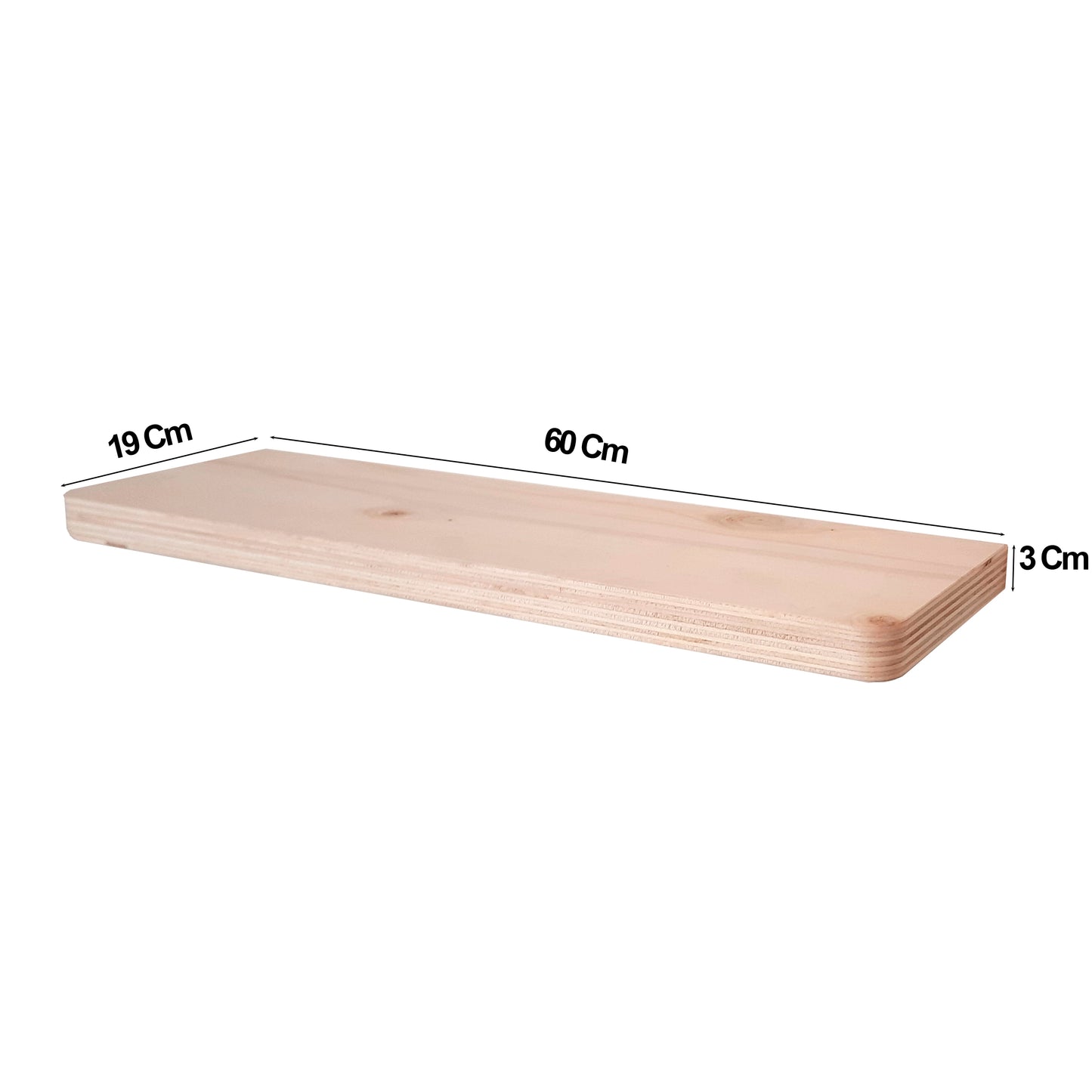 Balda pared Multicapa CH 30-100 x 19 x 3 cm con esquinas redondeadas y herraje oculto. - Henor Mobiliario