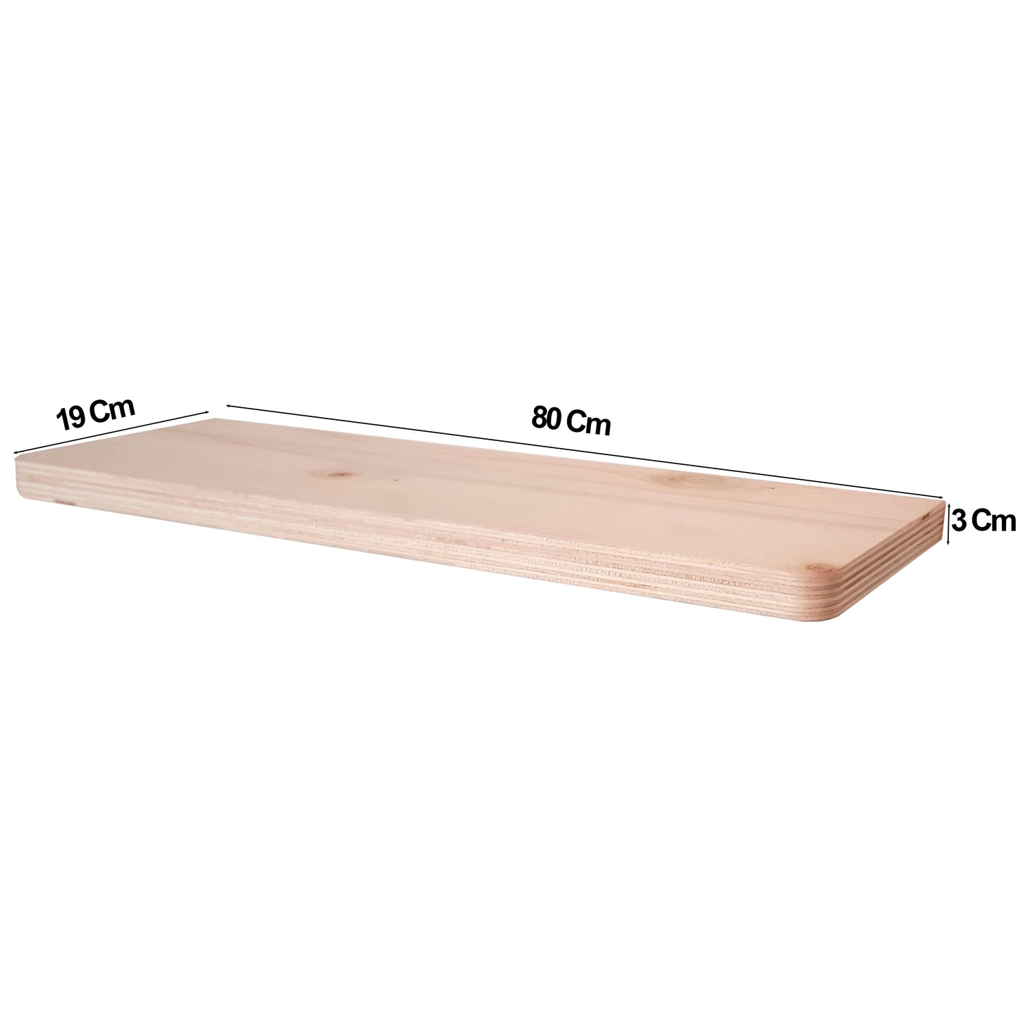 Balda pared Multicapa CH 30-100 x 19 x 3 cm con esquinas redondeadas y herraje oculto. - Henor Mobiliario