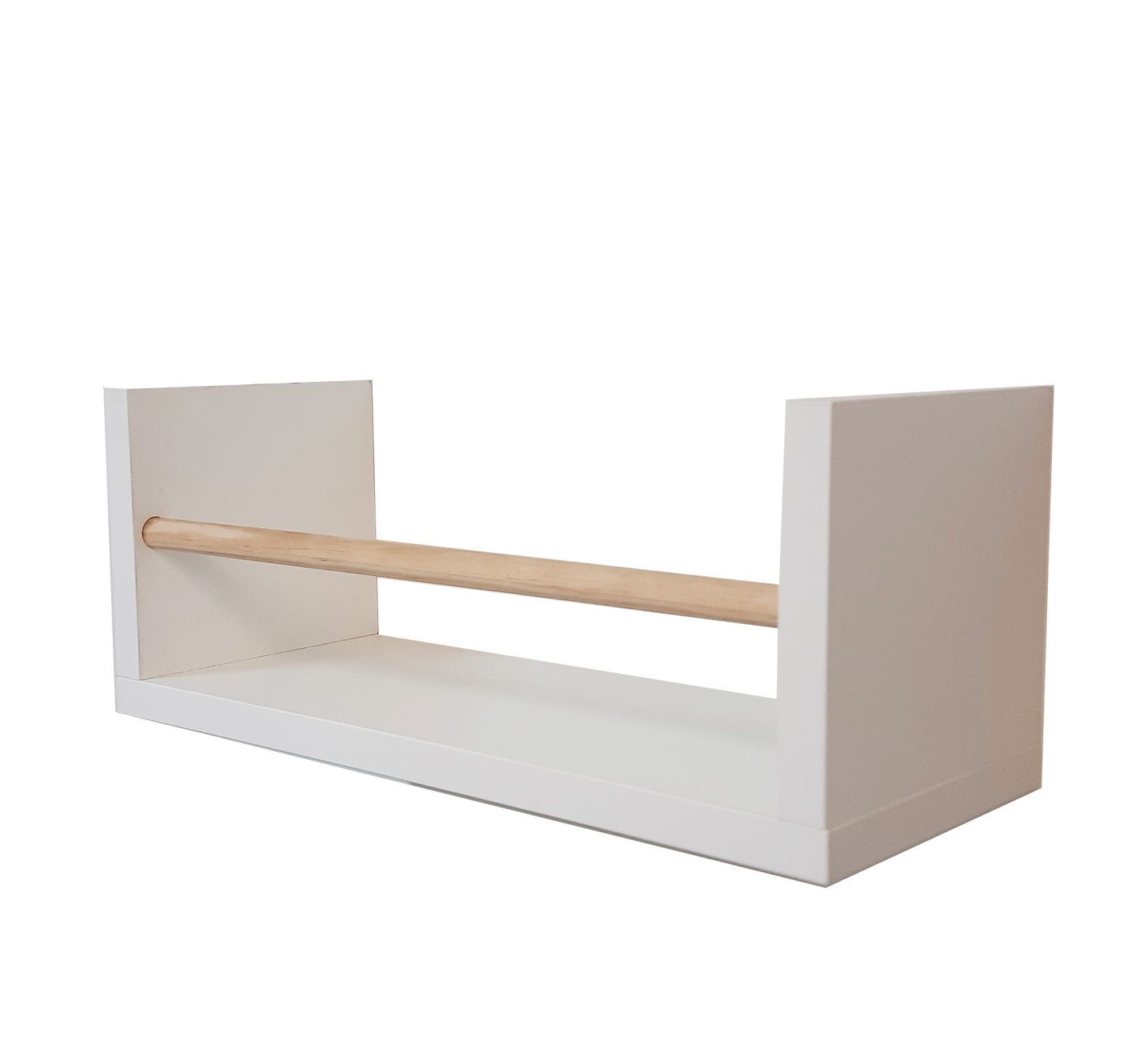 Estante Montessori Libros, Balda Baño, Cocina, Madera 40-50-60-70-80 x 16 x 16 Cm. Blanco y Barra Pino Natural - Henor Mobiliario