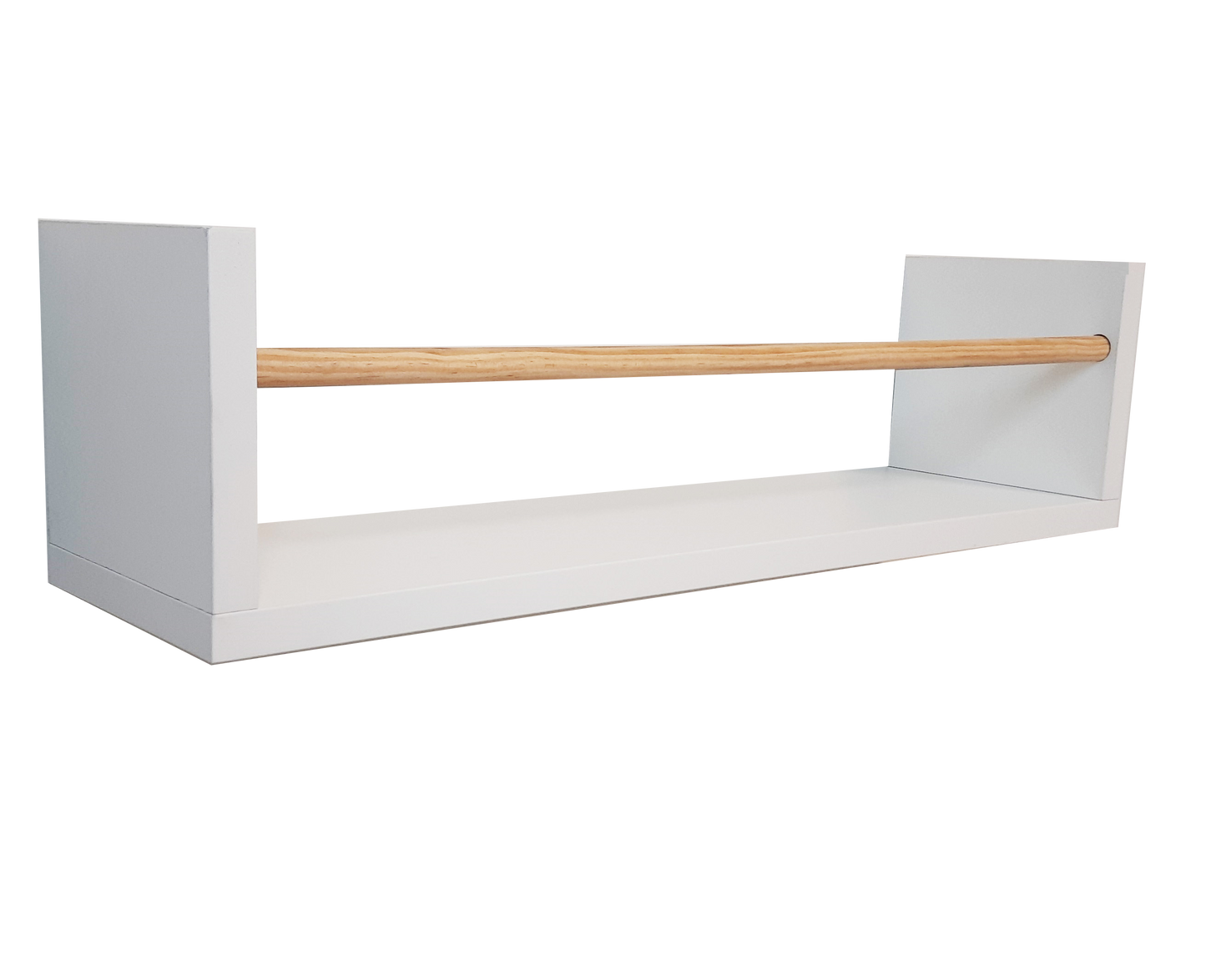 Estante Montessori Libros, Balda Baño, Cocina, Madera 40-50-60-70-80 x 16 x 16 Cm. Blanco y Barra Pino Natural - Henor Mobiliario