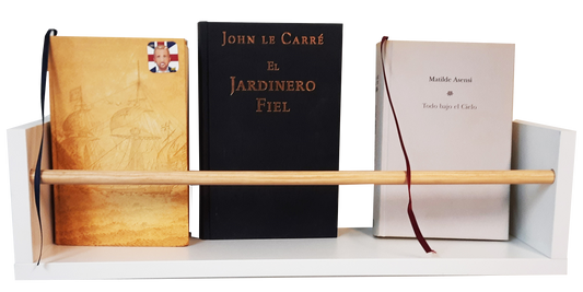 Estante Montessori Libros, Balda Baño, Cocina, Madera 40-50-60-70-80 x 16 x 16 Cm. Blanco y Barra Pino Natural - Henor  Mobiliario