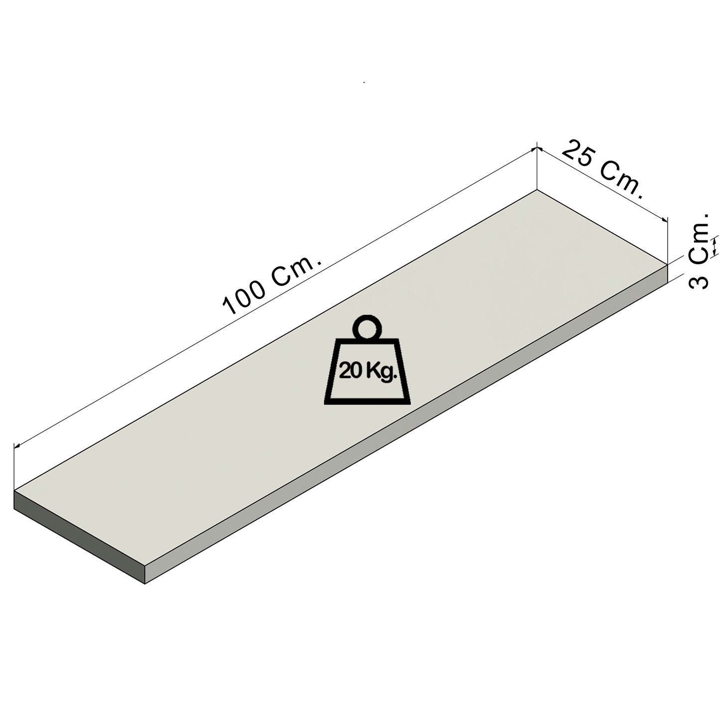 Balda pared Pino natural con herraje oculto Carga 20/30 kg. - Henor Mobiliario