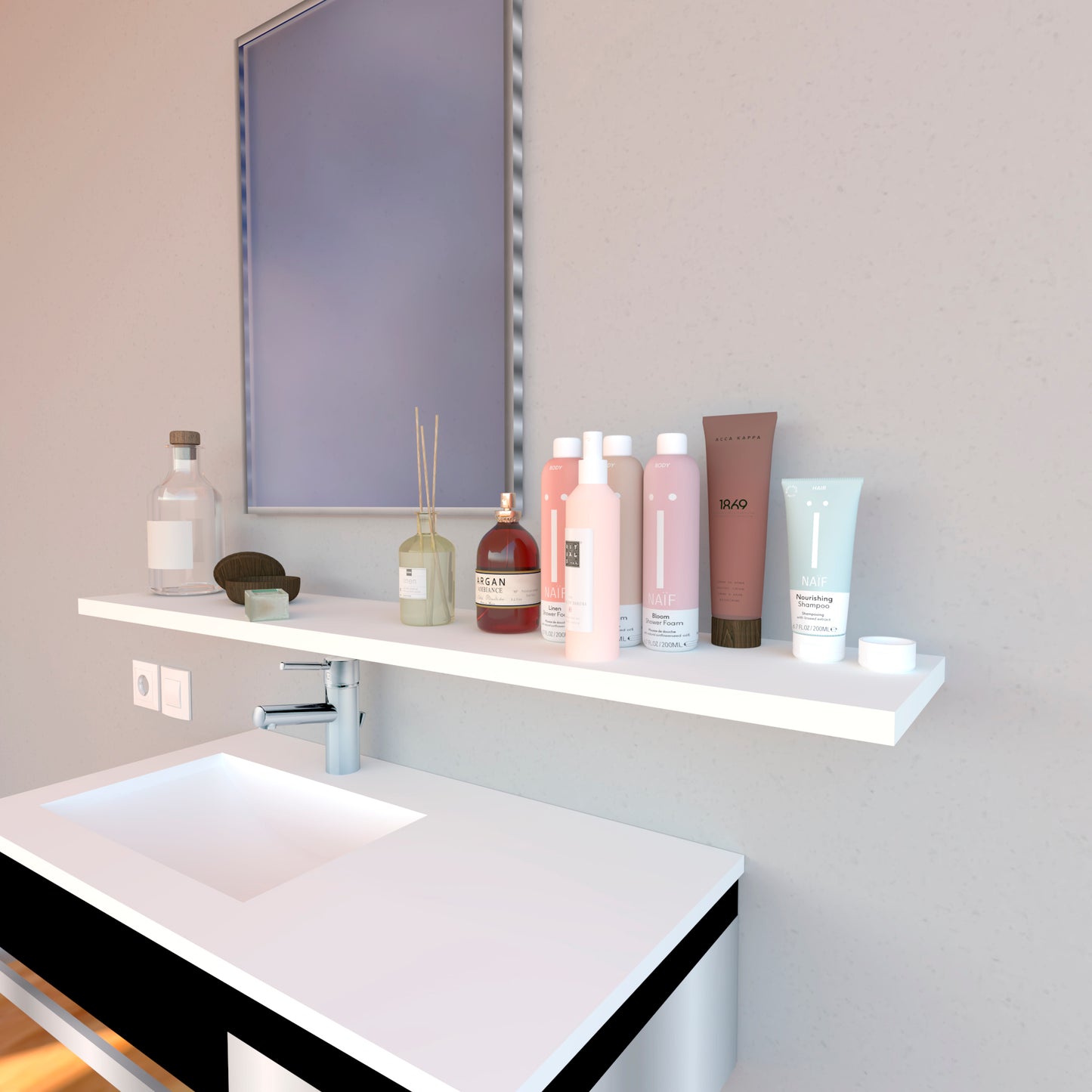 Balda Pared Blanca con herraje oculto. - Henor Mobiliario