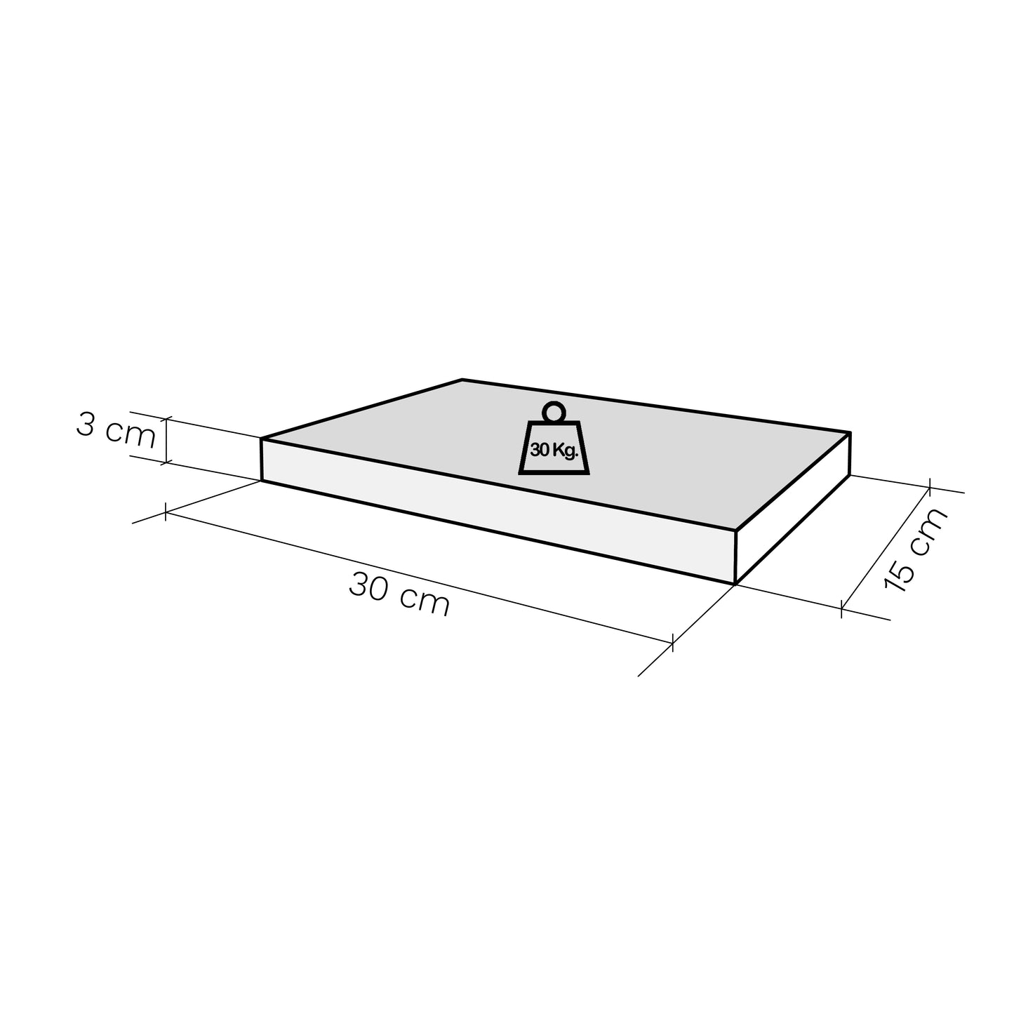 Balda pared Pino natural con herraje oculto Carga 20/30 kg. - Henor Mobiliario