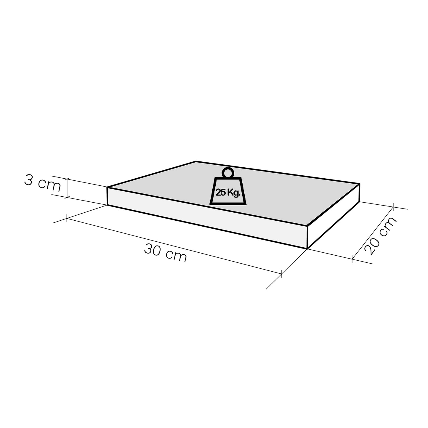 Balda pared 30/100 x 20 x 3 cm herraje oculto. Carga 20kg Roble Stel - Henor Mobiliario