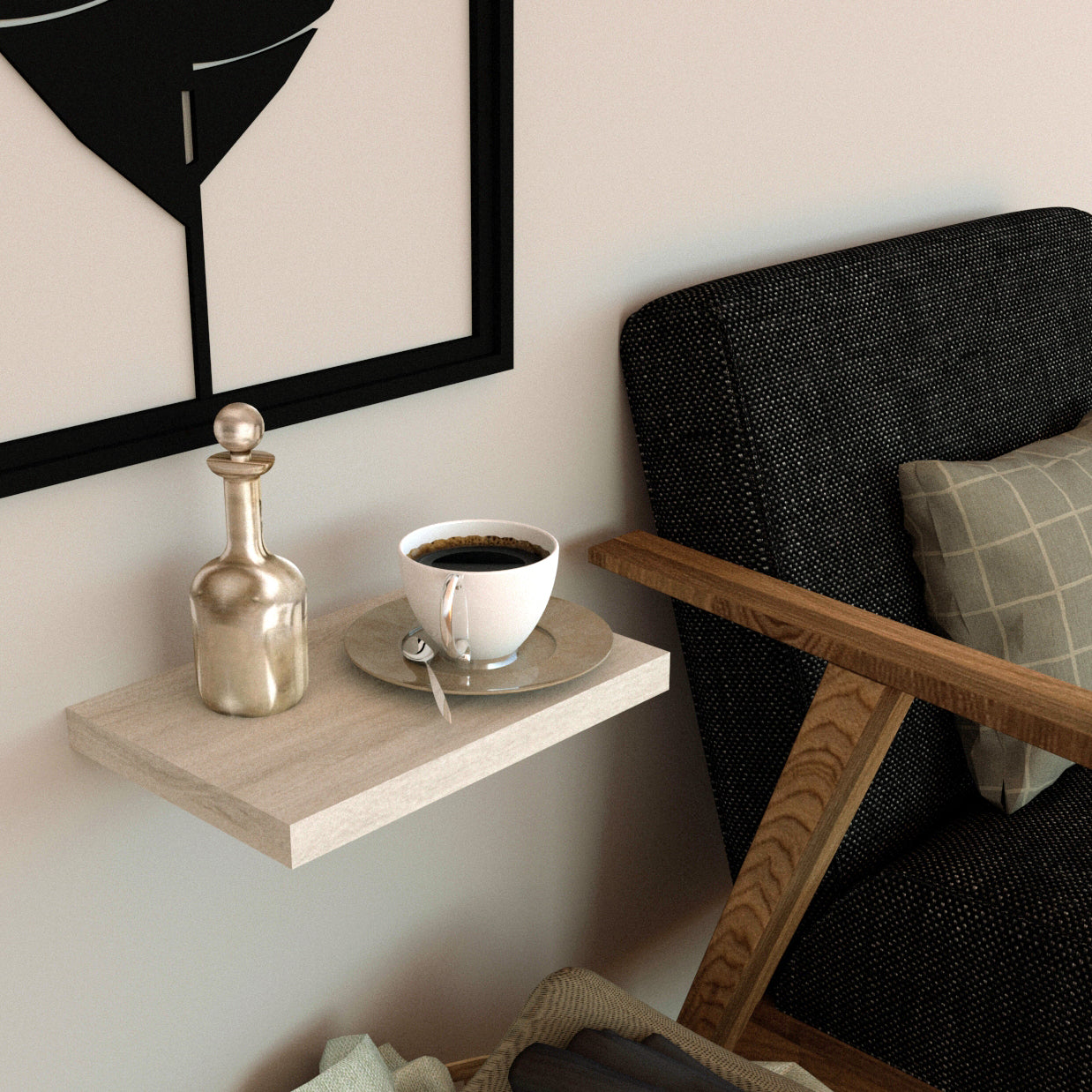 Balda pared 30/100 x 20 x 3 cm herraje oculto. Carga 20kg Roble Stel - Henor Mobiliario
