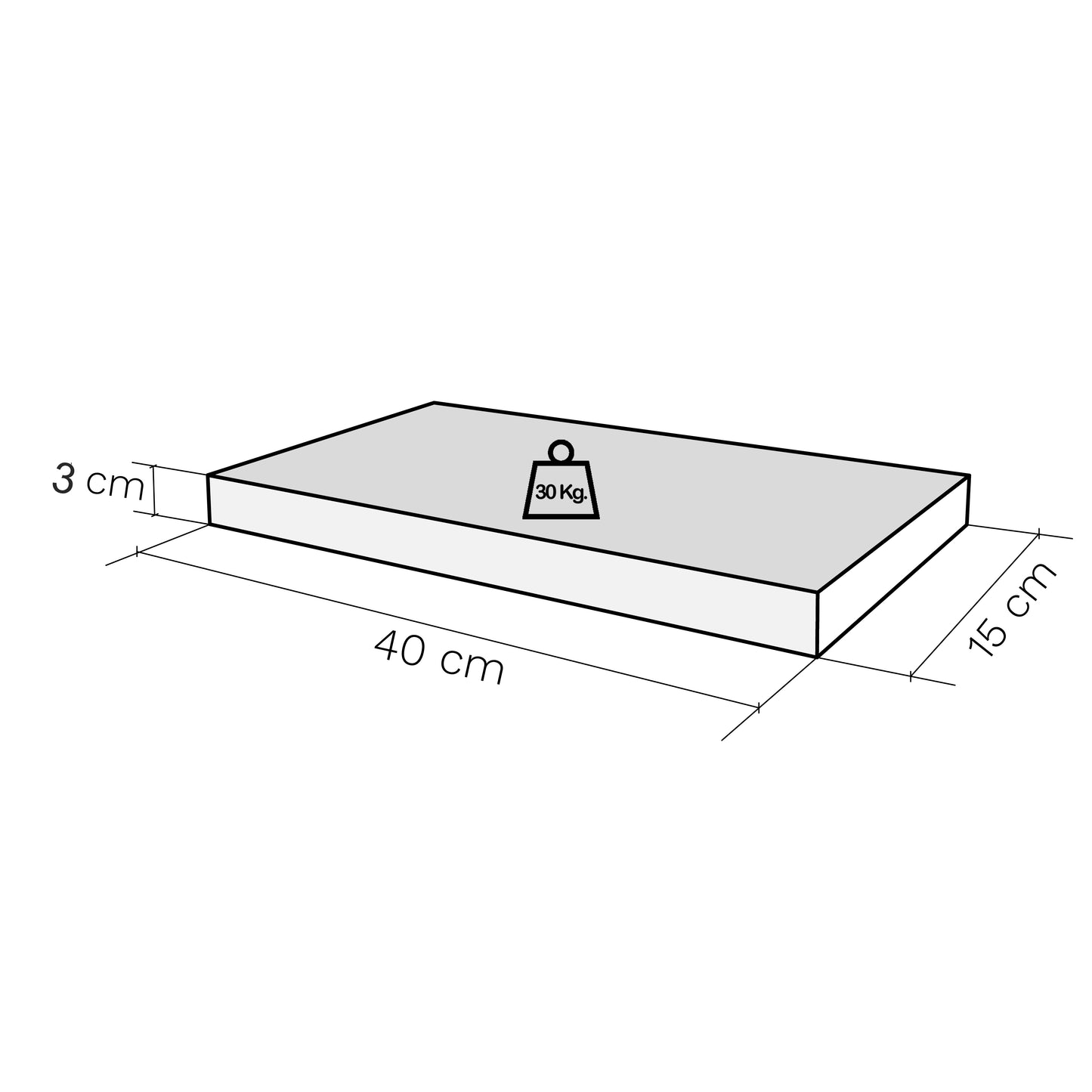Balda pared Pino natural con herraje oculto Carga 20/30 kg. - Henor Mobiliario