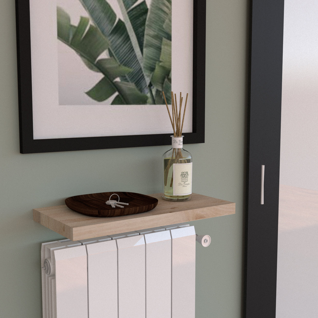 Balda pared Pino natural con herraje oculto Carga 20/30 kg. - Henor Mobiliario