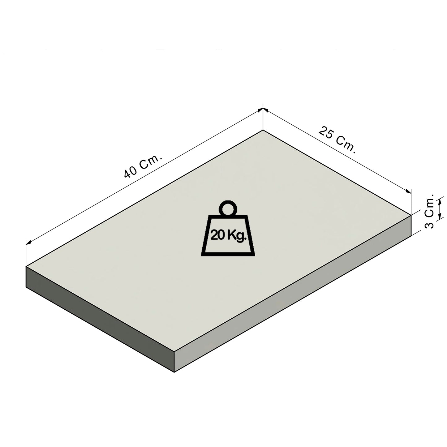 Balda pared Pino natural con herraje oculto Carga 20/30 kg. - Henor Mobiliario