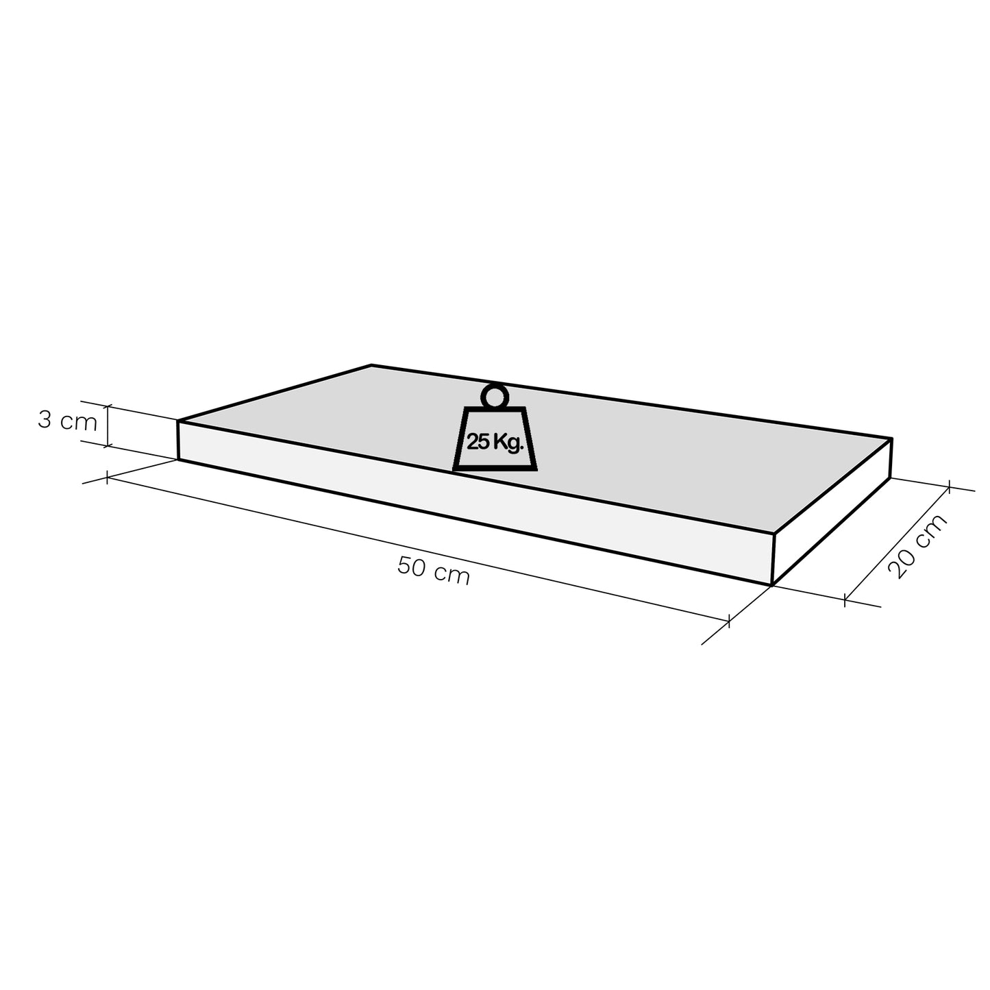 Balda pared 30/100 x 20 x 3 cm herraje oculto. Carga 20kg Roble Stel - Henor Mobiliario