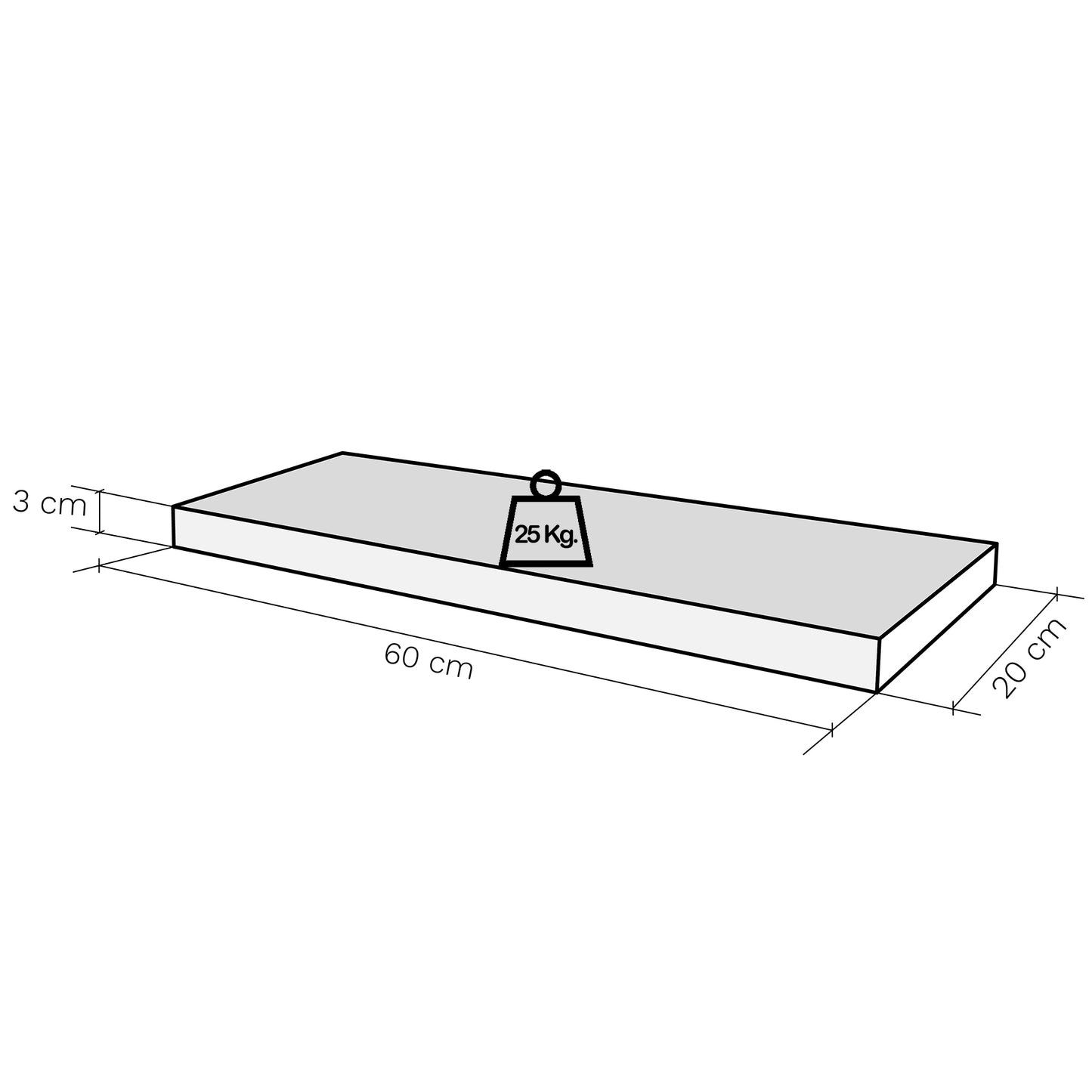 Balda pared 30/100 x 20 x 3 cm herraje oculto. Carga 20kg Roble Stel - Henor Mobiliario