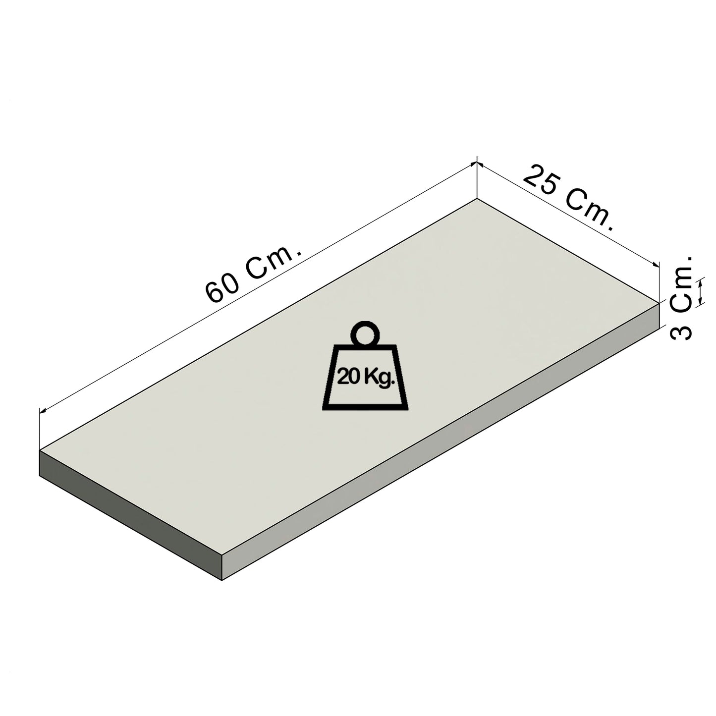 Balda pared Pino natural con herraje oculto Carga 20/30 kg. - Henor Mobiliario