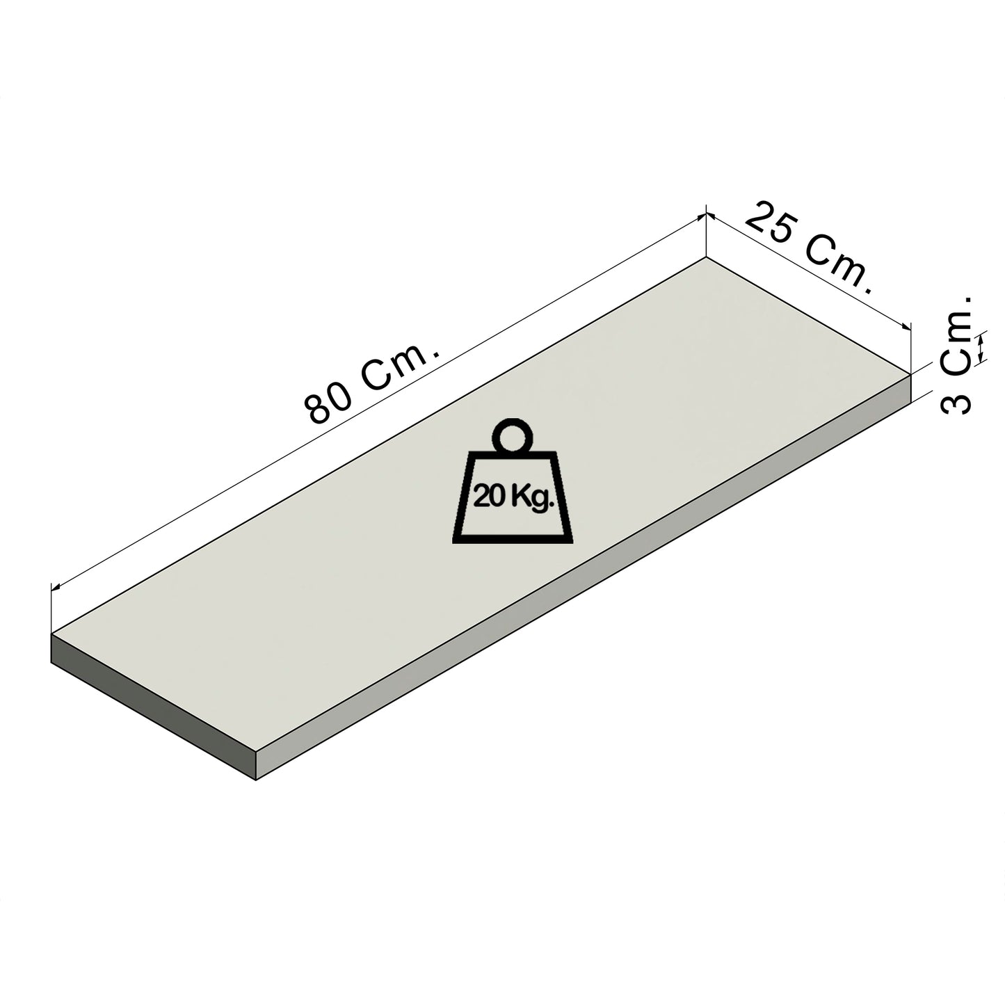 Balda pared Pino natural con herraje oculto Carga 20/30 kg. - Henor Mobiliario