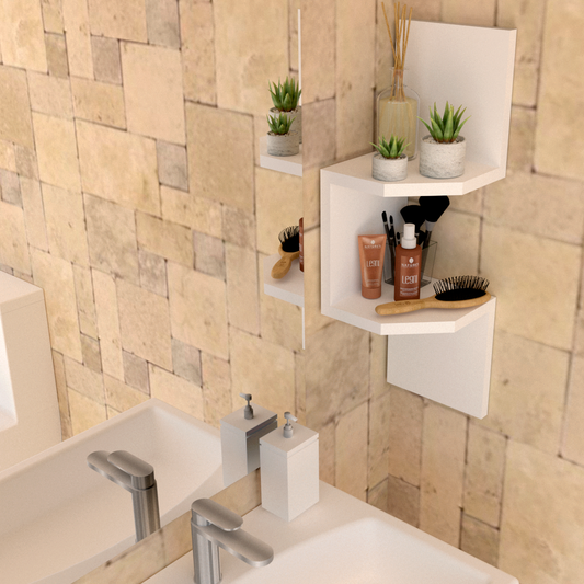 Estantería de esquina Zig Zag Mod. 20/26 Blanco. - Henor  Mobiliario