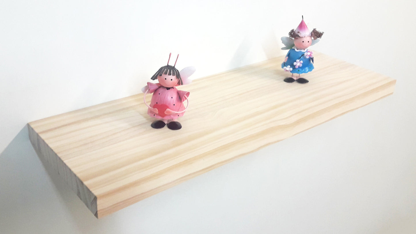 Balda pared Pino natural 30-100 x 15/20/25 x 3 cm con herraje oculto. - Henor Mobiliario