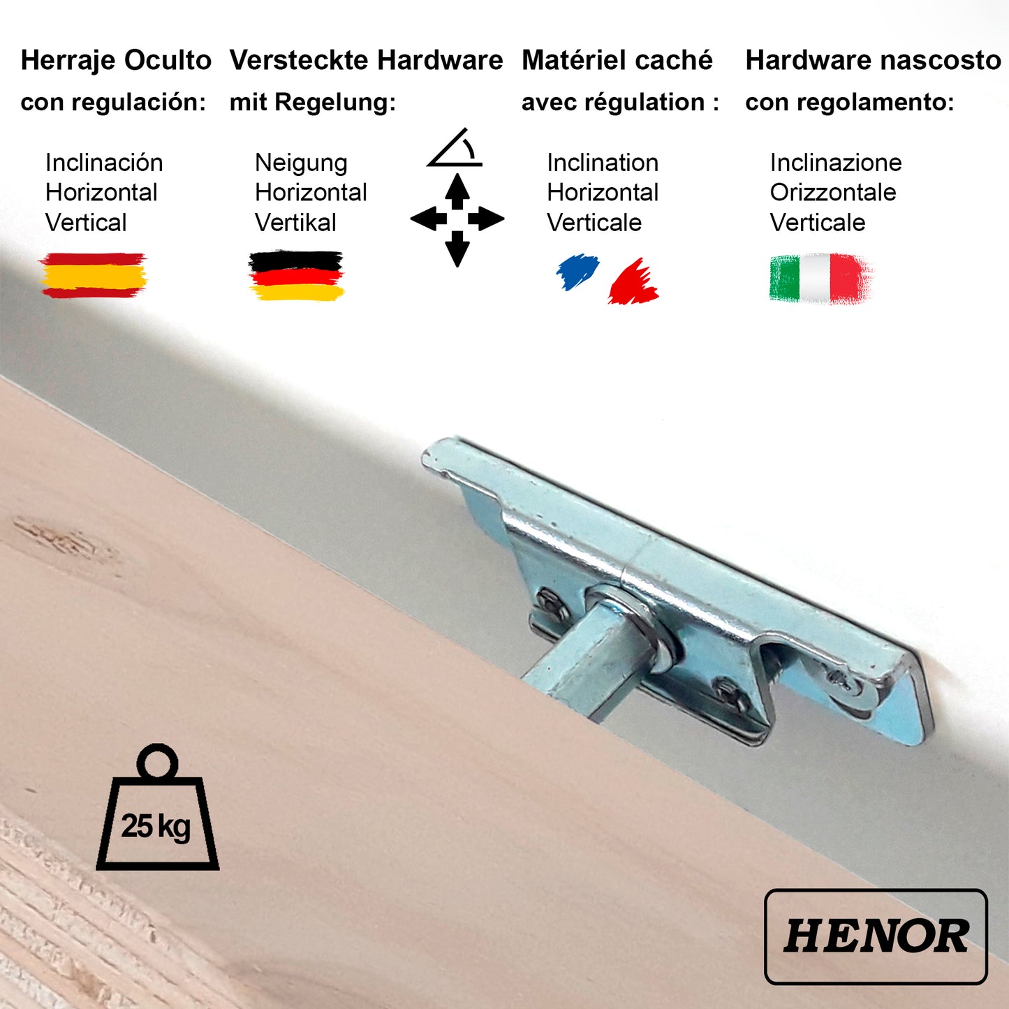 Balda pared Multicapa CH 30-100 x 19 x 3 cm con esquinas redondeadas y herraje oculto. - Henor Mobiliario