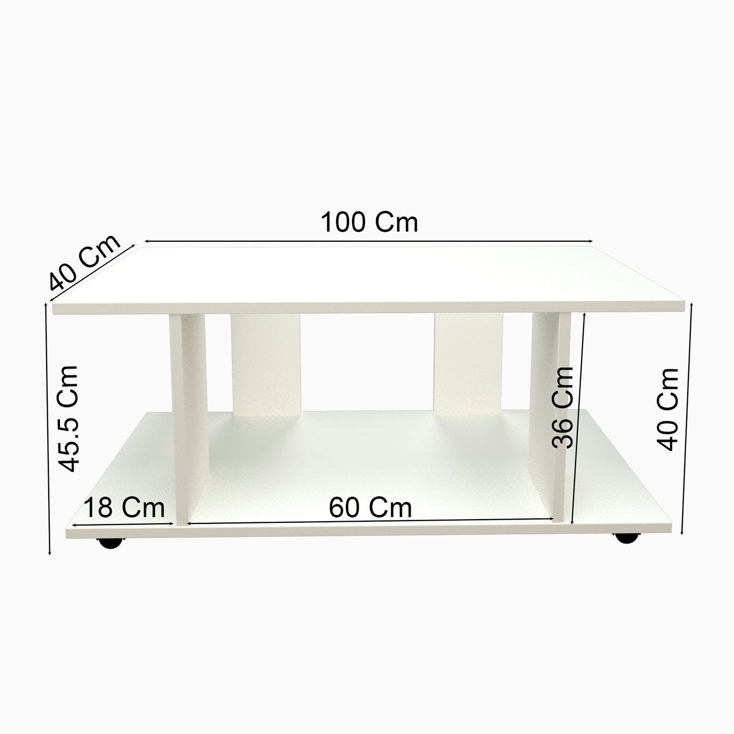 Mesa Baja con Ruedas Giro 360º con freno. Mod. Pilar. 80 a 110 Cm. Altura 45.5 Cm. - Henor Mobiliario