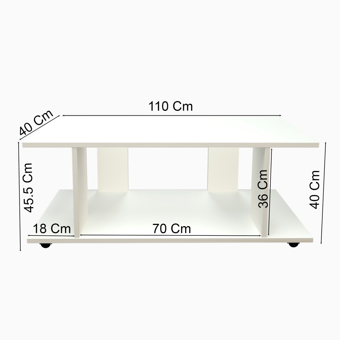 Mesa Baja con Ruedas Giro 360º con freno. Mod. Pilar. 80 a 110 Cm. Altura 45.5 Cm. - Henor Mobiliario