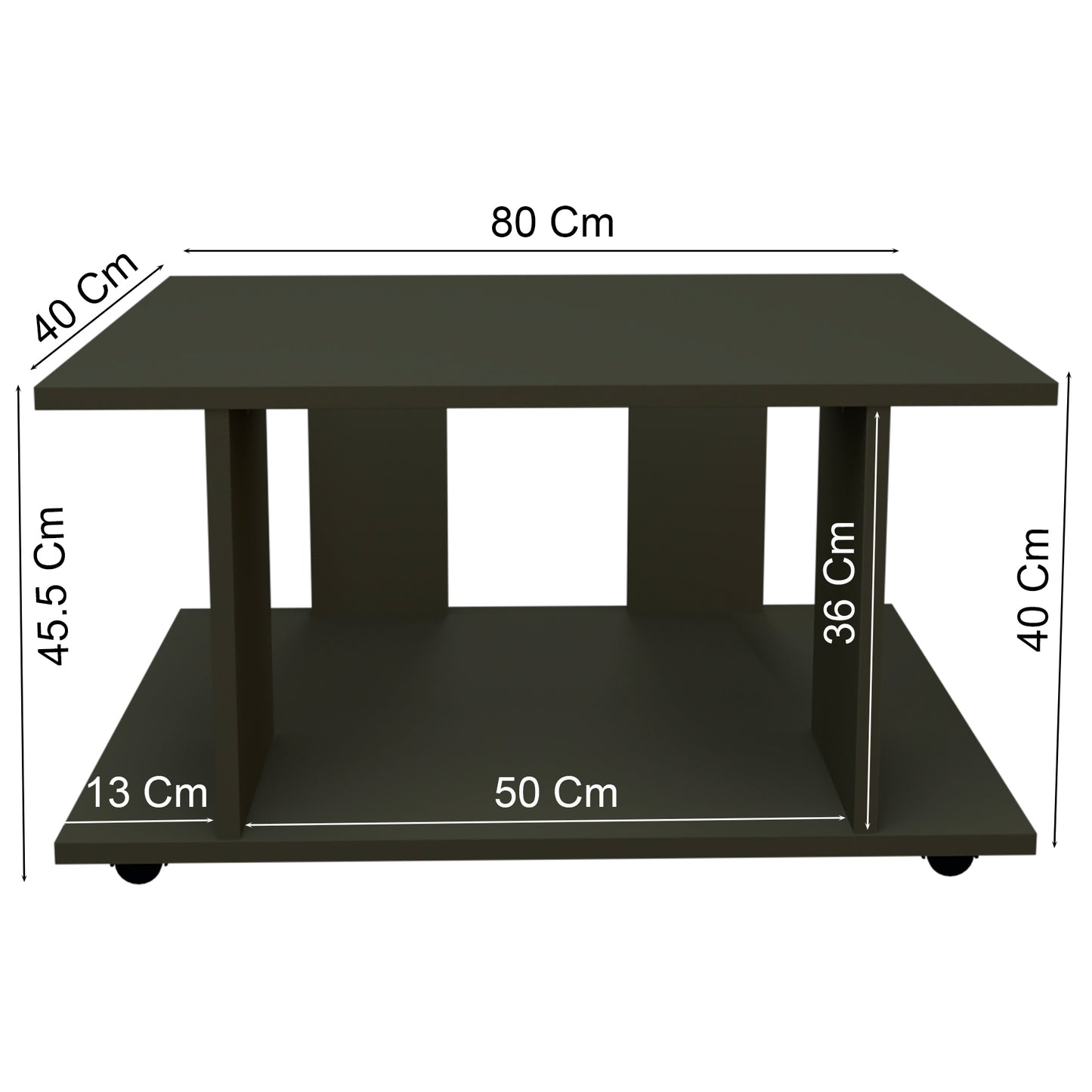 Mesa Baja con Ruedas Giro 360º con freno. Mod. Pilar. 80 a 110 Cm. Altura 45.5 Cm. - Henor Mobiliario