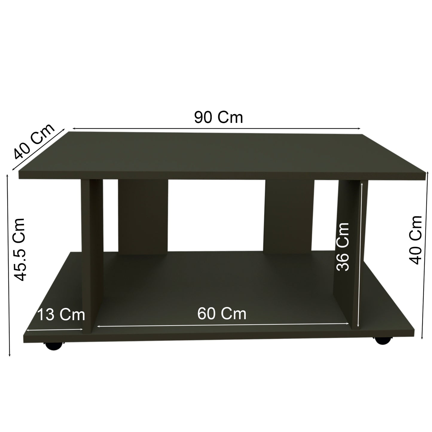Mesa Baja con Ruedas Giro 360º con freno. Mod. Pilar. 80 a 110 Cm. Altura 45.5 Cm. - Henor Mobiliario