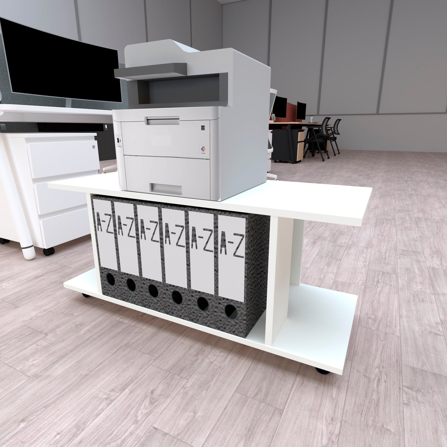 Mesa Baja con Ruedas Giro 360º con freno. Mod. Pilar. 80 a 110 Cm. Altura 45.5 Cm. - Henor Mobiliario