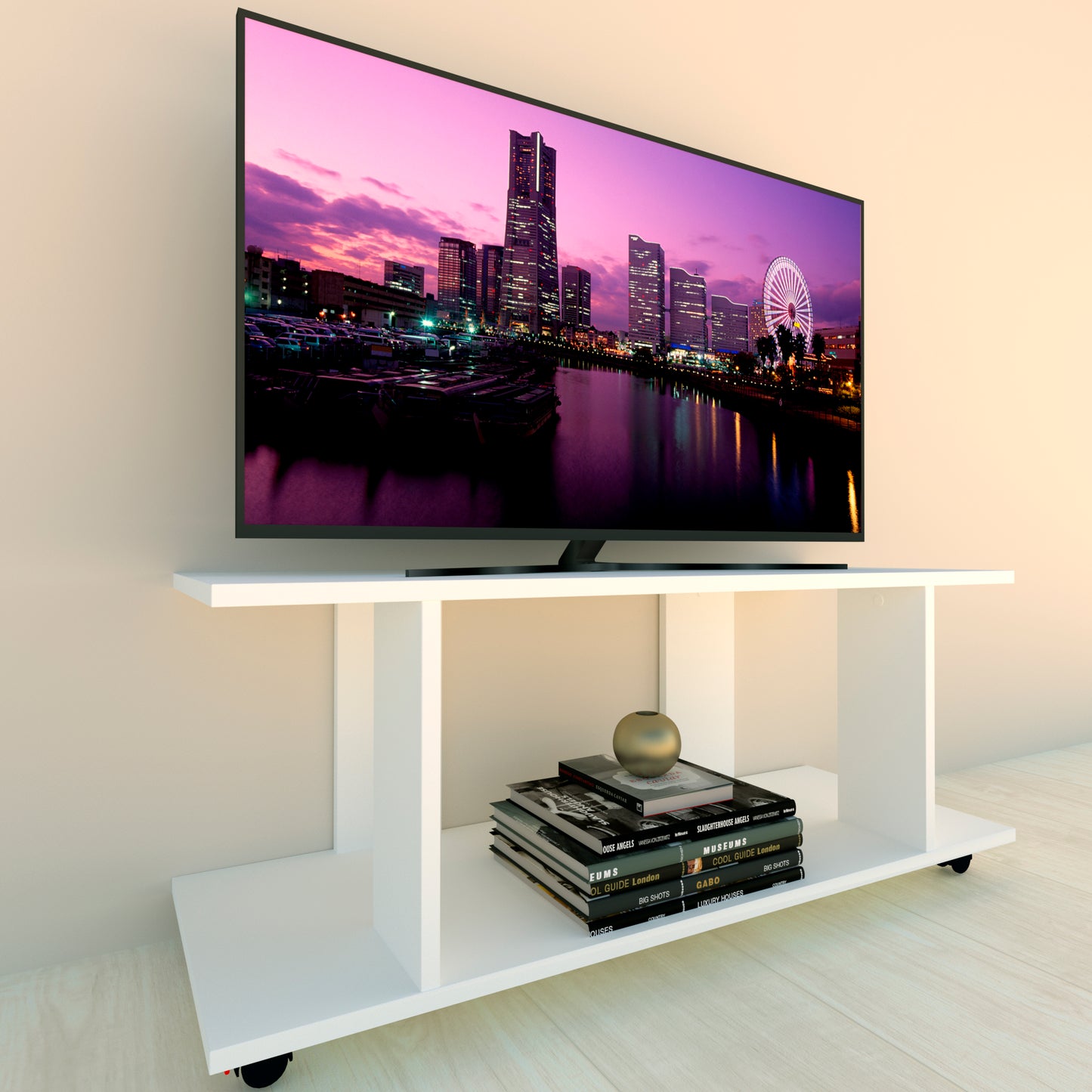 Mesa Baja con Ruedas Giro 360º con freno. Mod. Pilar. 80 a 110 Cm. Altura 45.5 Cm. - Henor Mobiliario