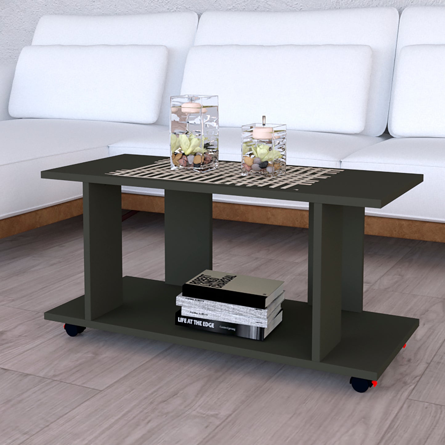 Mesa Baja con Ruedas Giro 360º con freno. Mod. Pilar. 80 a 110 Cm. Altura 45.5 Cm. - Henor Mobiliario