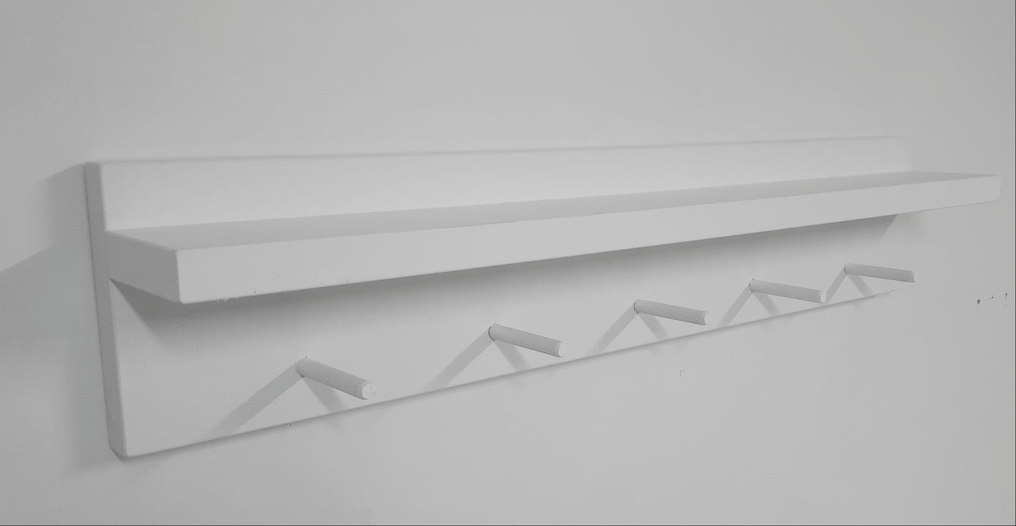 Perchero Pared Con Estante en Madera Blanco. Varias Opciones. - Henor Mobiliario