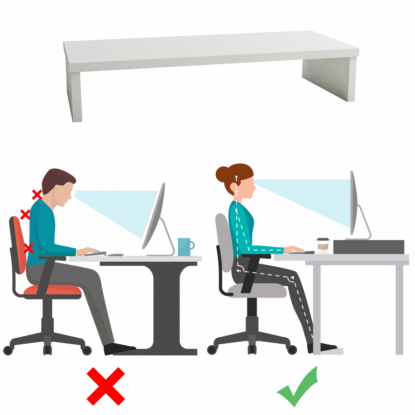 Soporte elevador de monitor o TV 42-100 x 26,5 x 12 cm. - Henor Mobiliario