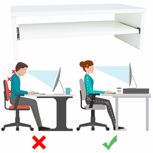 Soporte elevador de monitor o TV con bandeja extraÍble 42-82 x 32 x 18 cm Blanco/Grafito. - Henor  Mobiliario