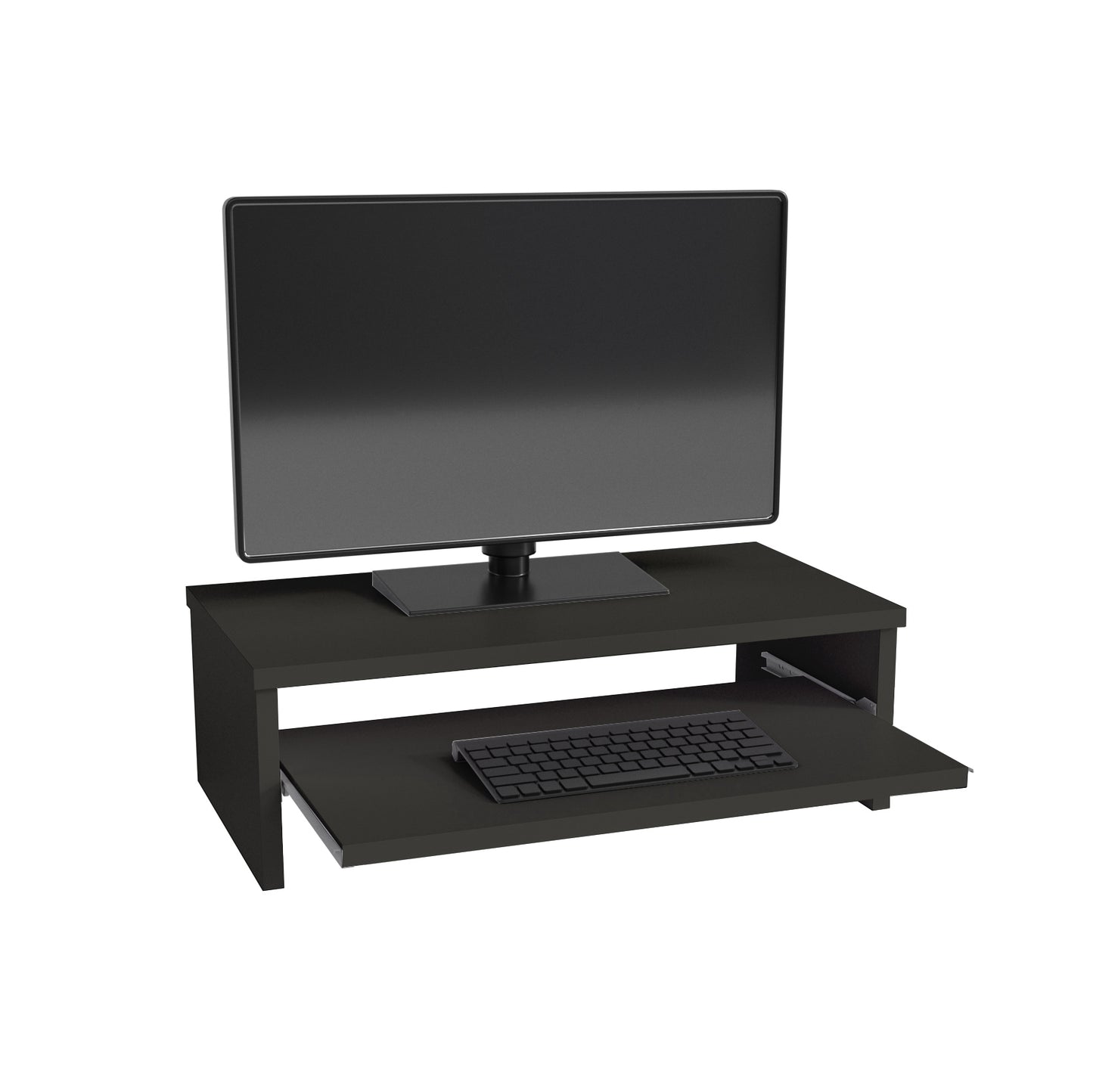 Soporte elevador de monitor o TV con bandeja extraÍble 42-82 x 32 x 18 cm Blanco/Grafito. - Henor Mobiliario