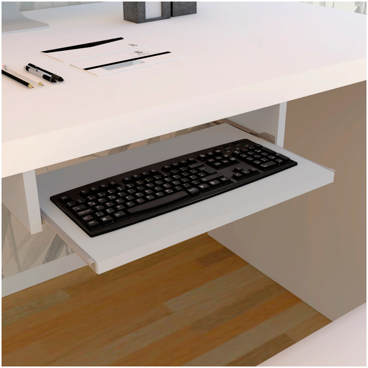 Portateclado Bandeja Extraíble Blanco/Gris/Grafito. Varias medidas disponibles. - Henor Mobiliario