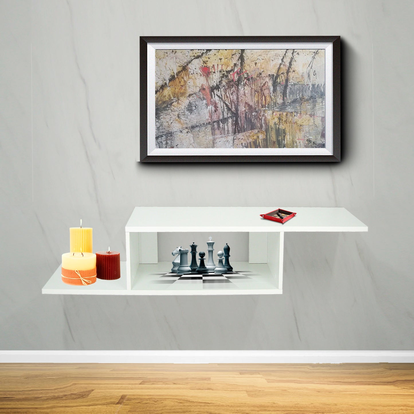 Mueble Salón, Mueble Recibidor, Suspendido Mod. Z25 116/156 Cm. - Henor Mobiliario