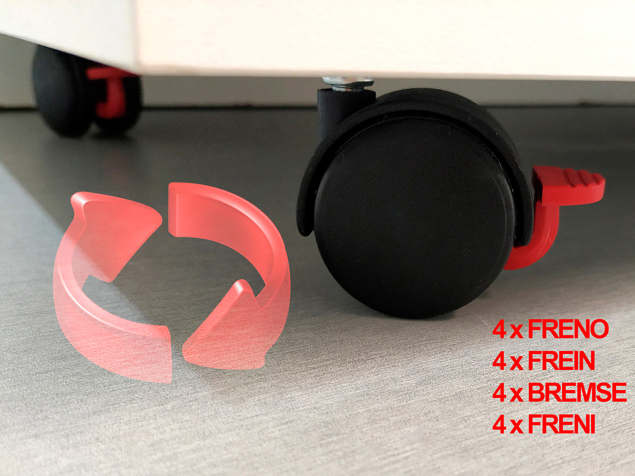 Mesa Baja con Ruedas Giro 360º con freno. Mod. Pilar. 80 a 110 Cm. Altura 45.5 Cm. - Henor Mobiliario