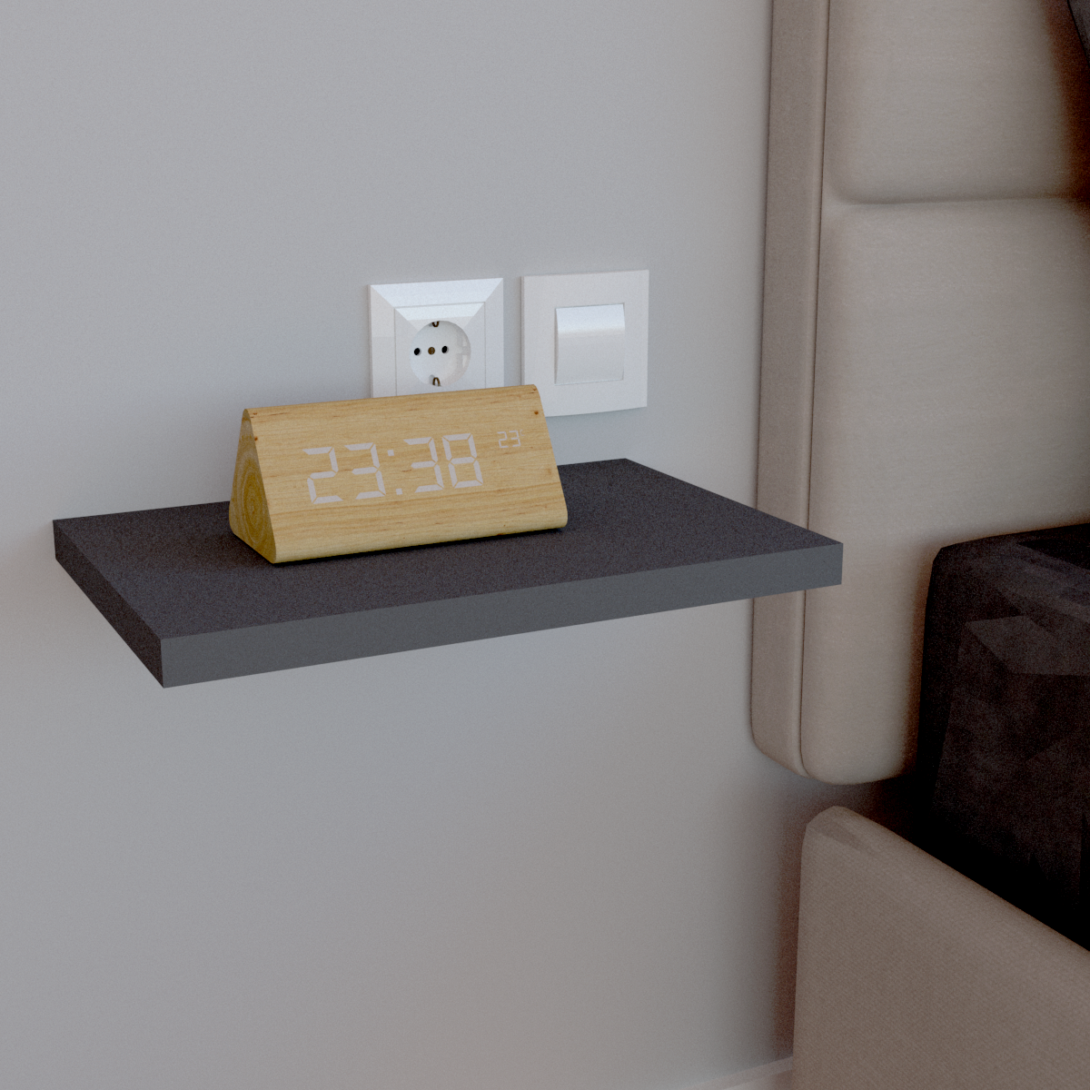 Balda pared Grafito 30-100 x 20 x 3 cm con herraje oculto. - Henor Mobiliario
