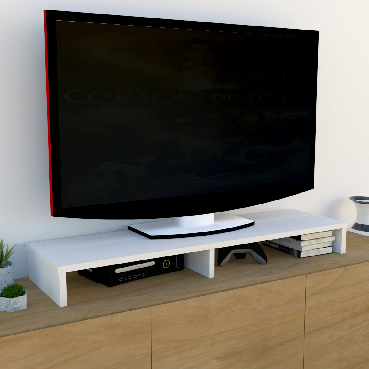 Soporte elevador TV 85/115 x 35 x 12 cm Blanco/Grafito. - Henor Mobiliario