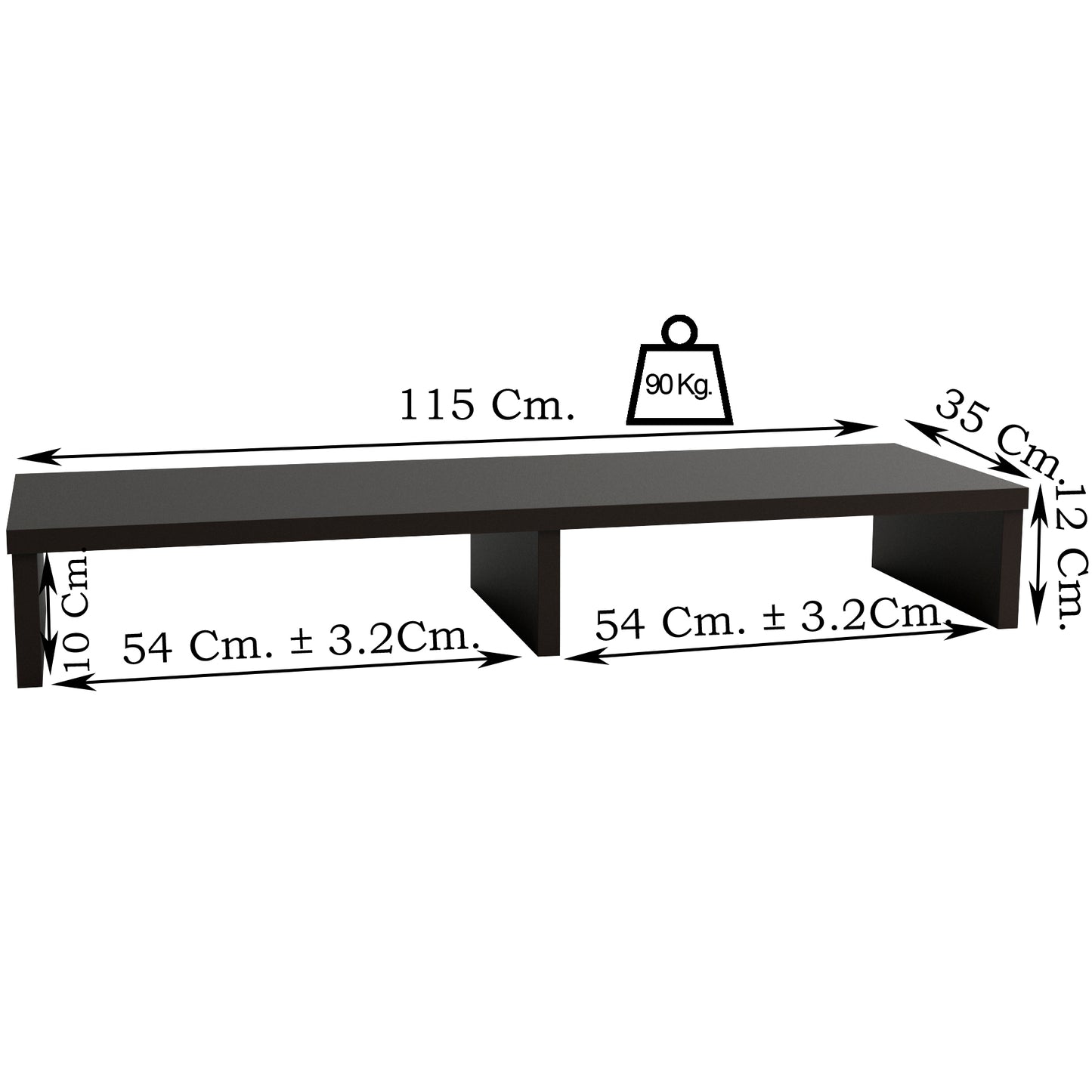Soporte elevador TV 85/115 x 35 x 12 cm Blanco/Grafito. - Henor Mobiliario