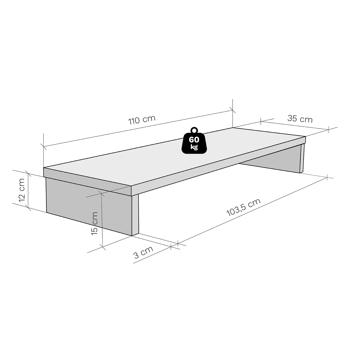 Elevador TV 90/110 x 35 x 15 cm Grafito/Roble Stel. - Henor Mobiliario