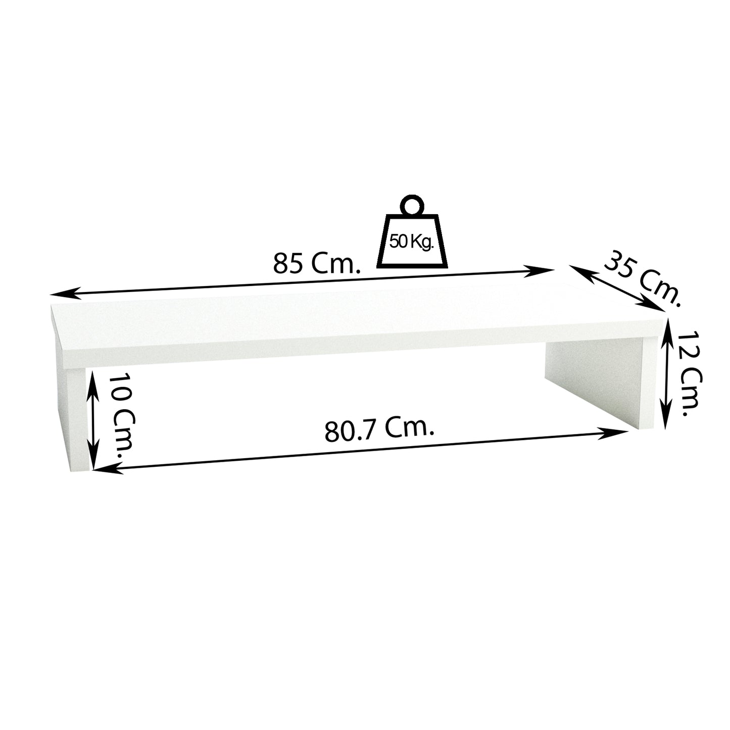 Soporte elevador TV 85/115 x 35 x 12 cm Blanco/Grafito. - Henor Mobiliario