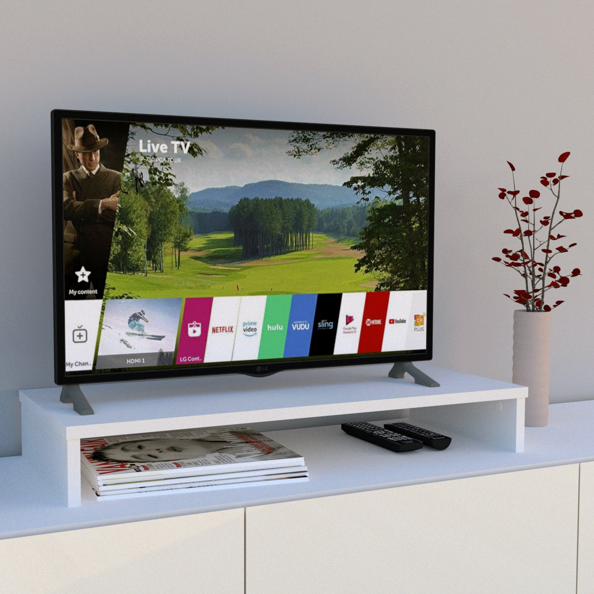 Soporte elevador TV 85/115 x 35 x 12 cm Blanco/Grafito. - Henor Mobiliario