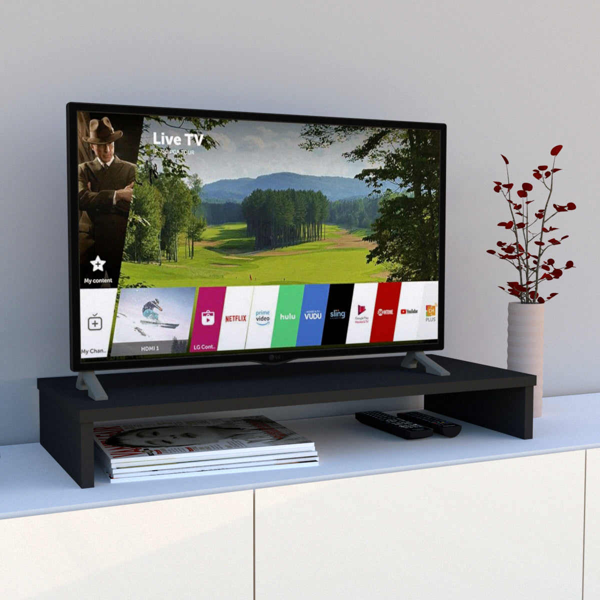 Soporte elevador TV 85/115 x 35 x 12 cm Blanco/Grafito. - Henor Mobiliario
