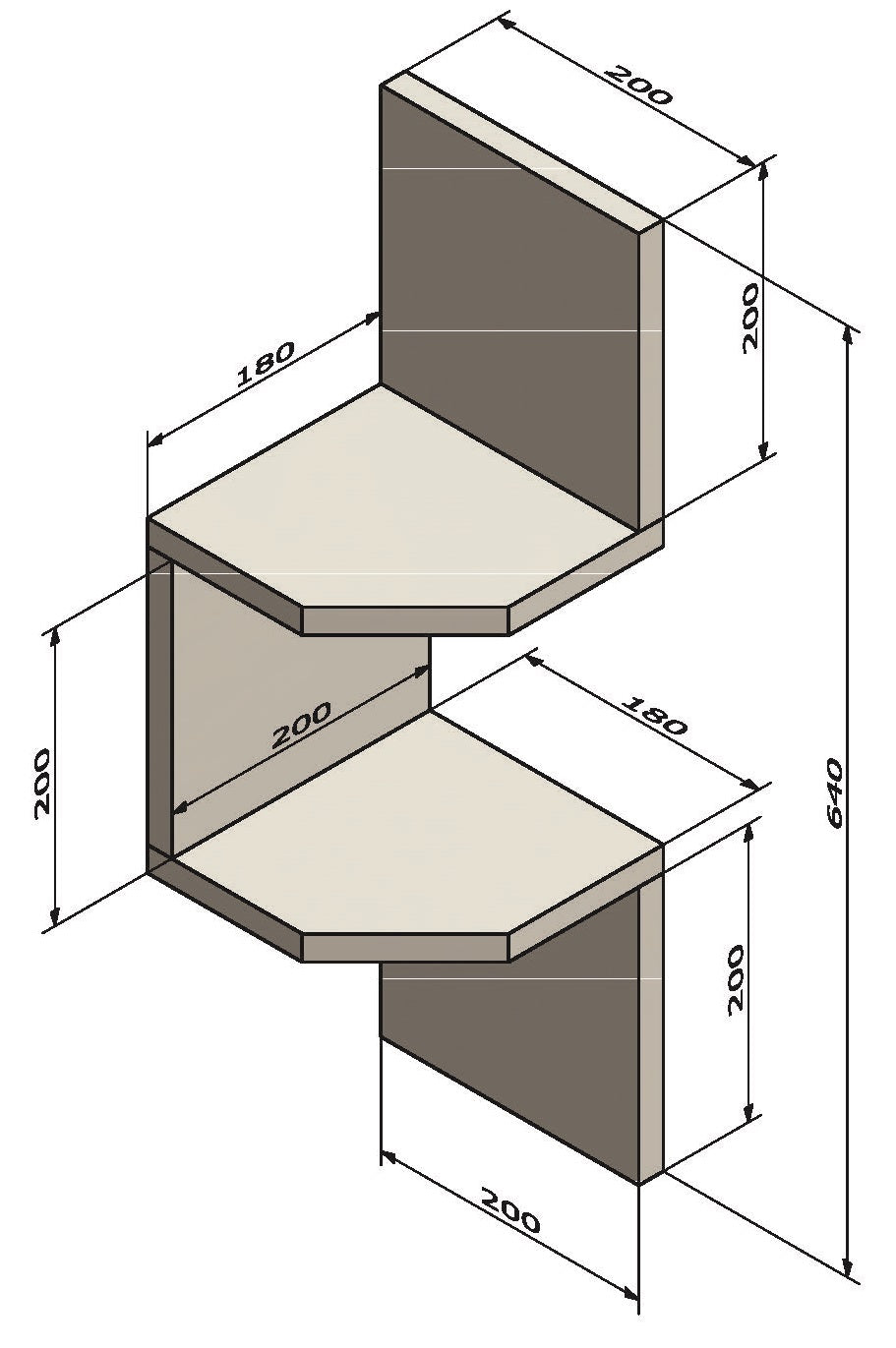 Estantería de Rincón Zig Zag Mod. 20/26 Blanco. - Henor Mobiliario