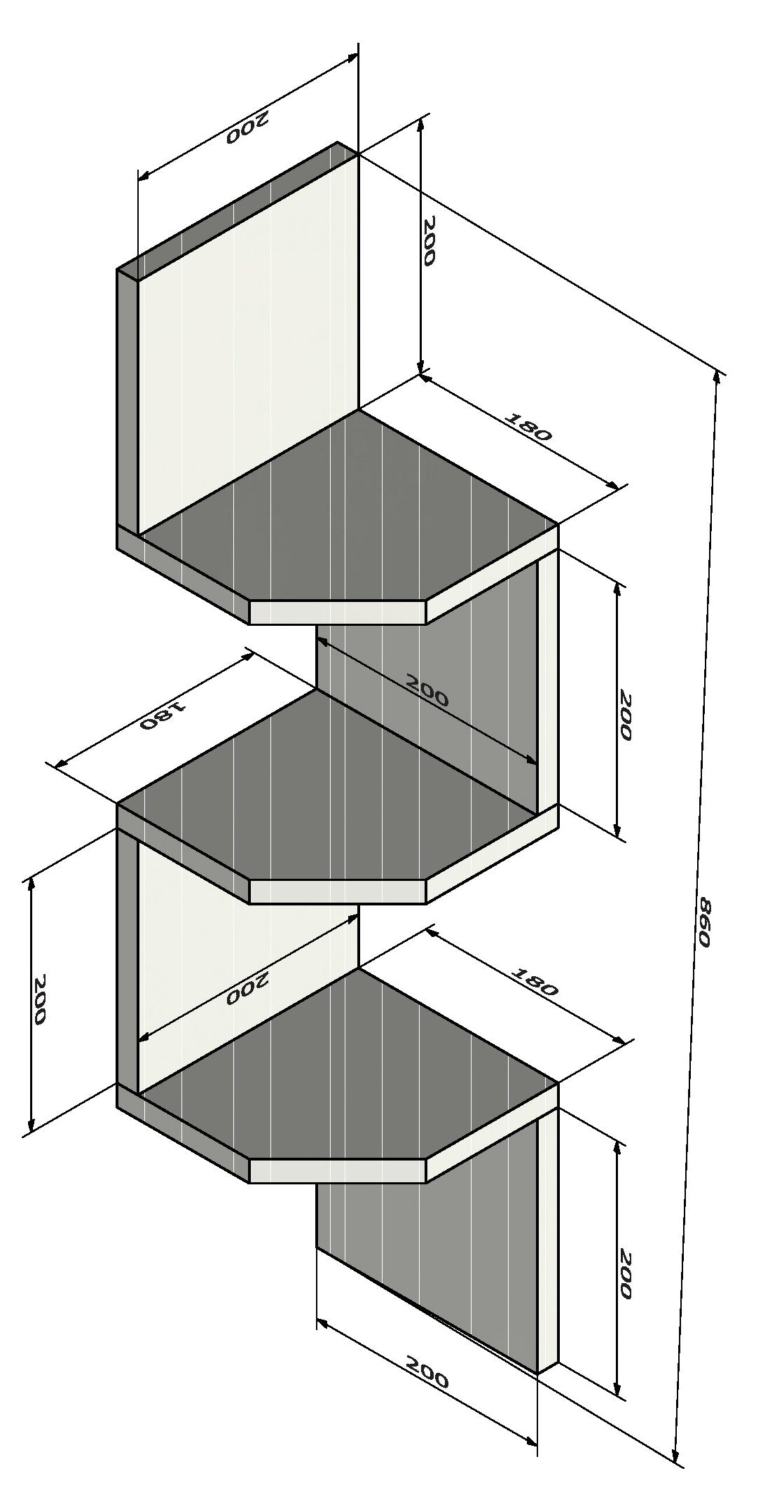 Estantería de Rincón Zig Zag Mod. 20/26 Blanco. - Henor Mobiliario