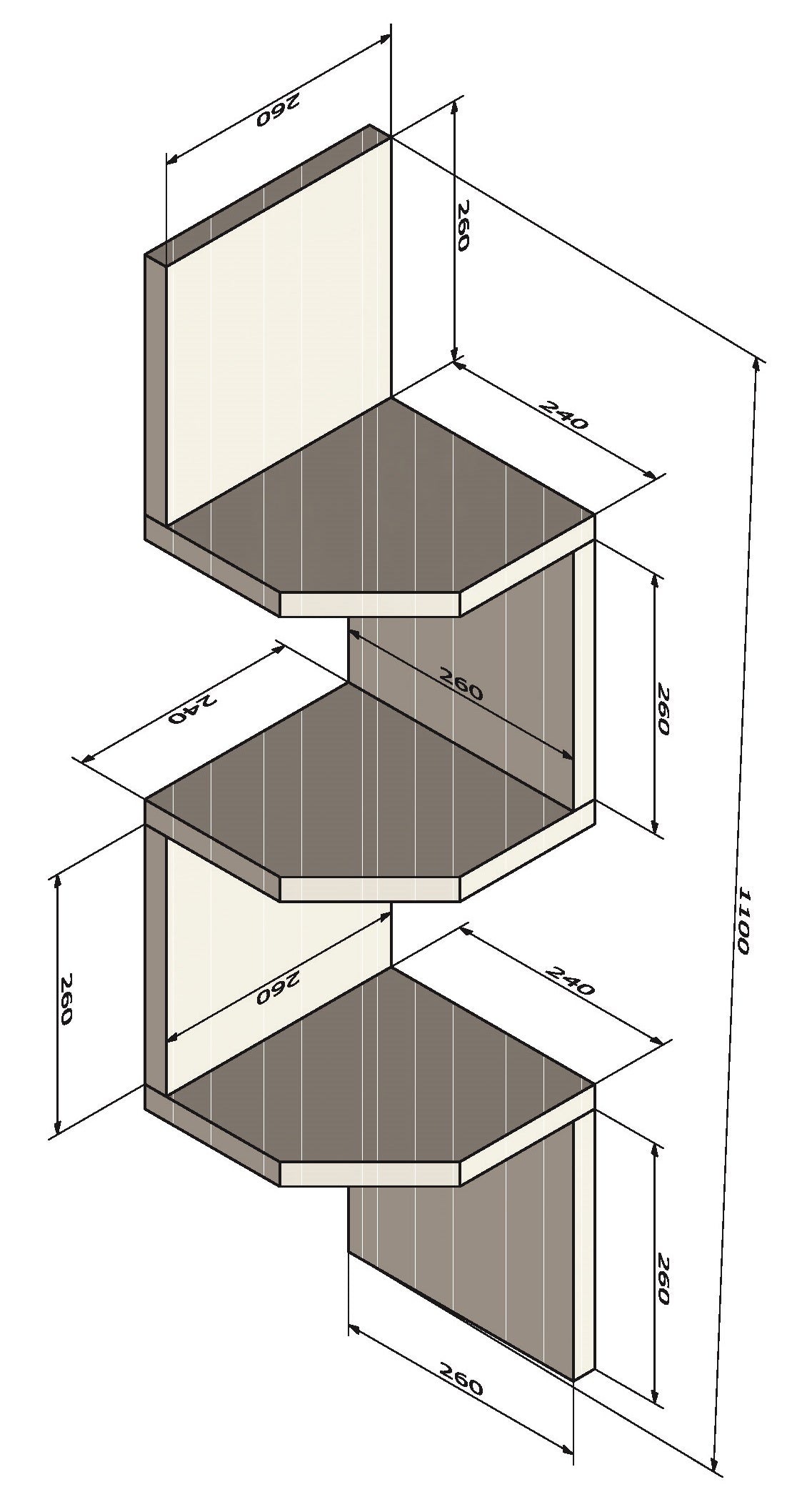 Estantería de Rincón Zig Zag Mod. 20/26 Blanco. - Henor Mobiliario