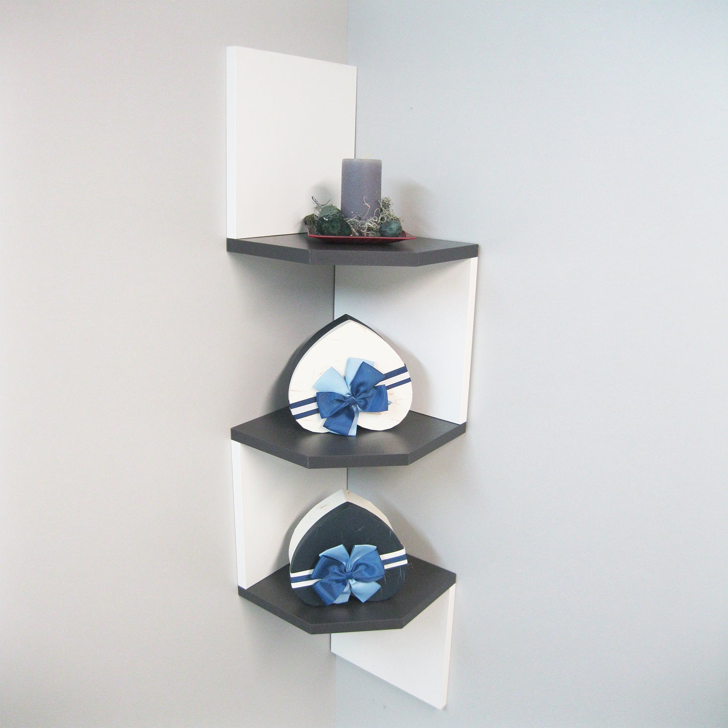 Estantería de Rincón Zig Zag Mod. 20 Blanco & Grafito. - Henor Mobiliario