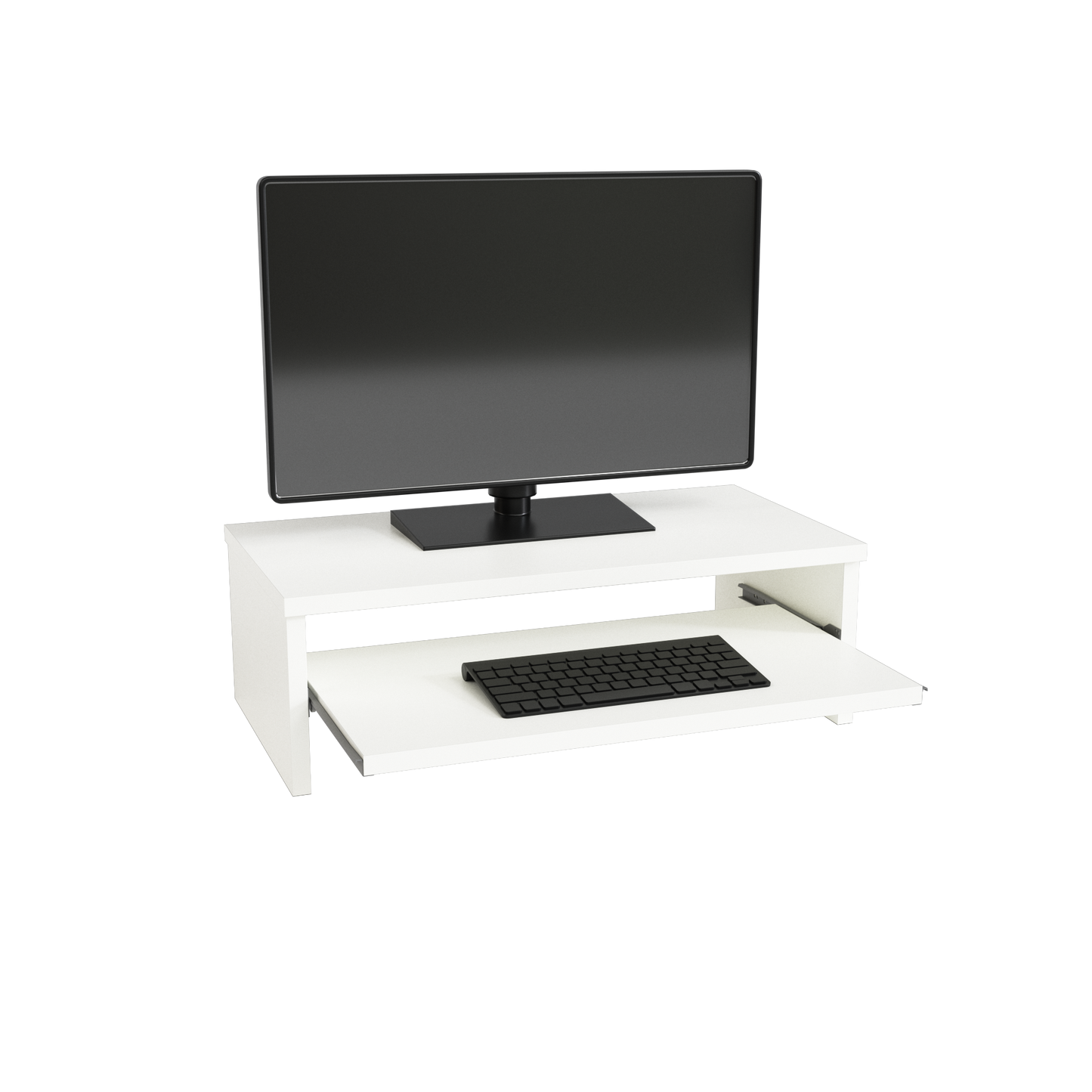 Soporte Madera Tv, Monitor, Impresora, Elevador de Pantalla con Bandeja Extraíble 42-62-82x32x18 Cm. Soporta 50 Kg. - Henor Mobiliario