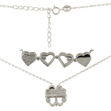 Cargar imagen en el visor de la galería, Collar con Colgante. Trébol convertible en Corazones con Zirconita. Plata de Ley S925. Baño Rodio. CL1316784R - Henor
