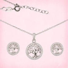 Carica l&#39;immagine nel visualizzatore di Gallery, Conjunto Pendientes y Collar con Colgante Árbol de la Vida. Plata de Ley 925 acabado Rodio y Zirconitas. CP4315790R - Henor
